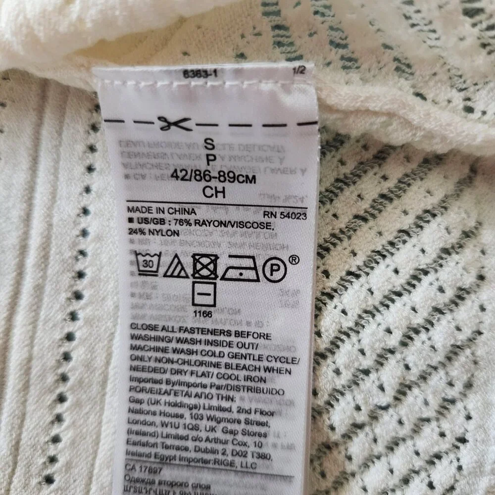 Banana Republic Pointelle Flutter-Sleeve Cardigan White Size Small - Picture 3 of 5